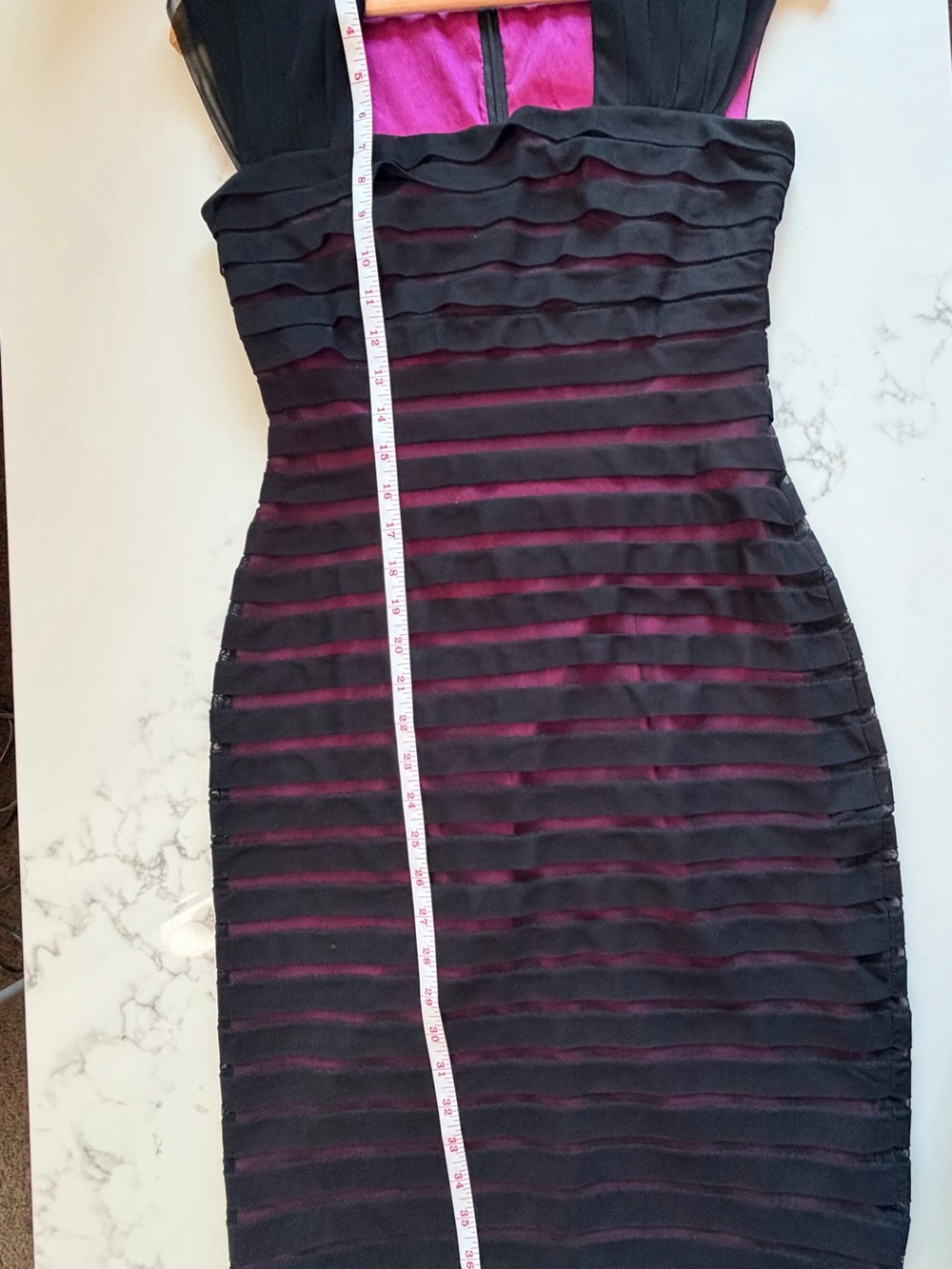 Adrianna Papell Black & Fuchsia Striped Sheath Midi Dress - Picture 10 of 11